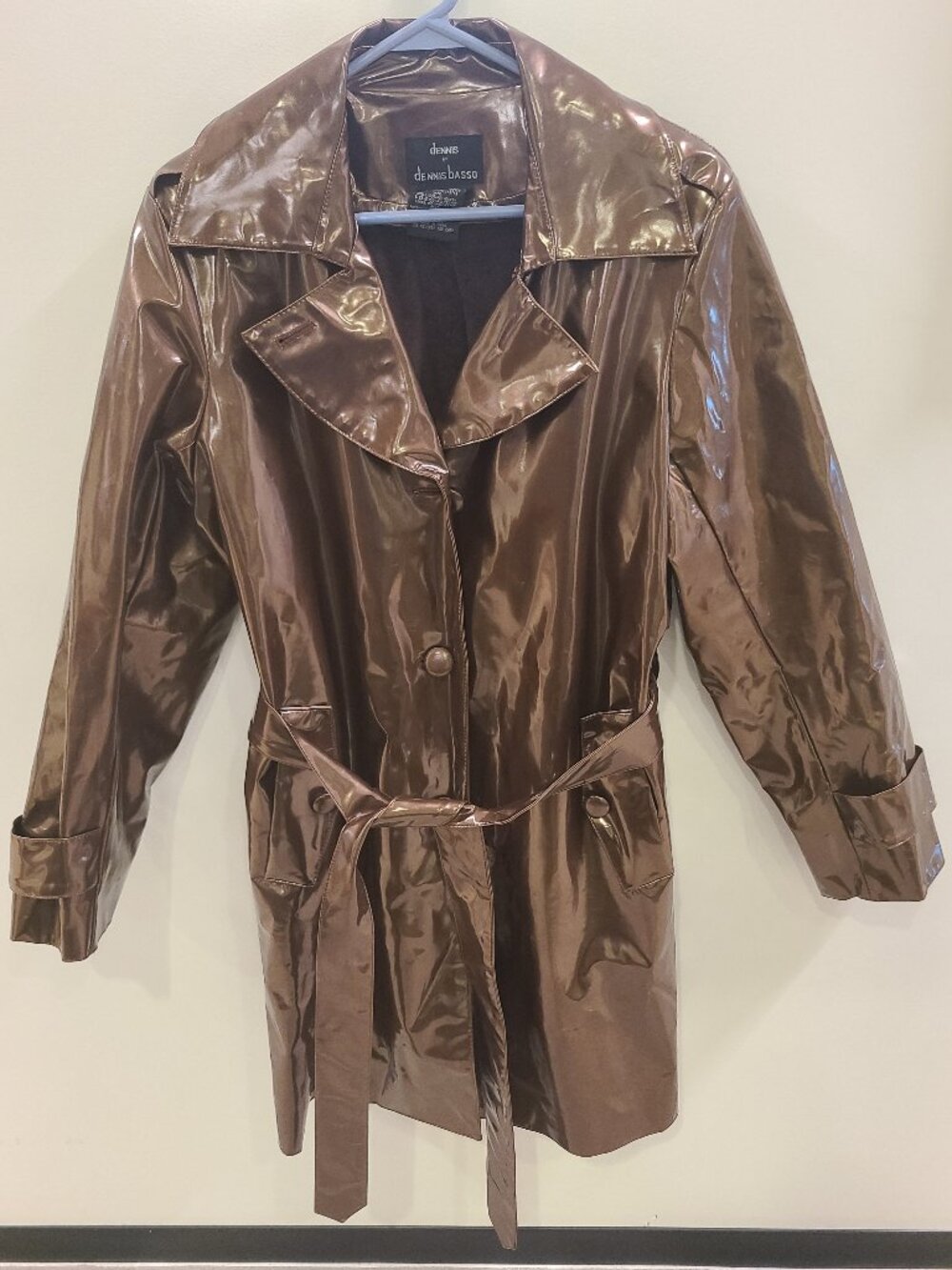Dennis by Dennis Basso Brown Long Winter Coat Large Bow Button Jacket